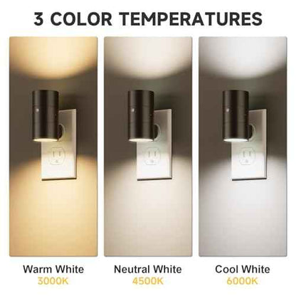 NIORSUN Night Lights Plug into Wall, Dimmable with 3 Color Modes & Auto On/Off Sensor, Ultra-Slim Nightlight for Hallway, Bathroom, Bedroom, Nursery, Kitchen (10 Pack, Black)