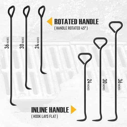 Olympia Tools 5/8 x 36 in. Manhole Cover Hook, for Lifting Manhole Covers & Storm Drain Cover, Versatile Lifting Hooks, Rigid Steel Tool