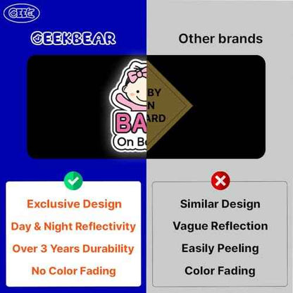 GEEKBEAR Baby on Board Car Sticker - Character Design, Reflective, Weather-Resistant (04. Cute Alien Girl)