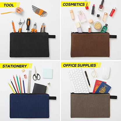 8 Pack Canvas Tool Pouch with Zipper,Upgrade 16 oz Heavy Duty Small Tool Bag,Multipurpose Organizer Utility Tool Bag,for Tools,Office Supplies,Cosmetics,Stationary