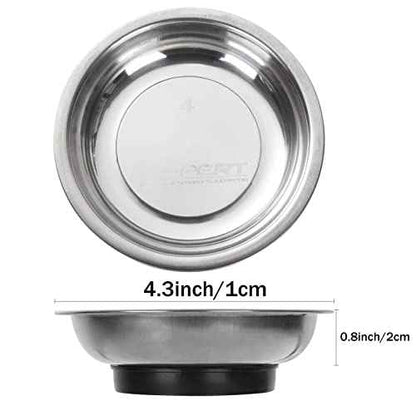 5 Pack 4.3 Inch Magnetic Parts Tray Craftsman Magnetic Tray for Mechanics Magnetic Screw Holder Magnetic Bowl for Screws Bolt Magnetic Tool Tray Stainless Steel Magnet Tray Round Magnetic Dish
