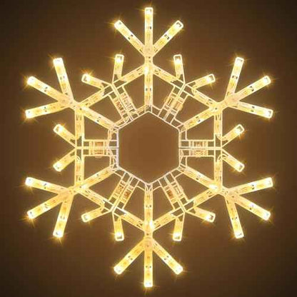 Brightown Christmas Snowflake Lights Outdoor, 72 LED 20" Folding Big Snowflake Hanging Light, Waterproof Christmas Decorations Window Lights for Indoor House Porch Eave Rooftop Pergola, Warm White