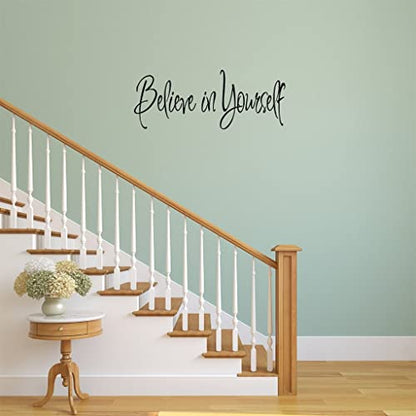 VWAQ Believe in Yourself Wall Decal - Living Room Wall Decor Motivational Stickers Inspirational Quotes Positive Affirmation Stickers Home Decor
