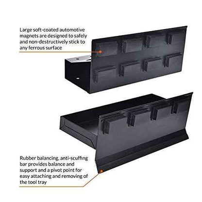 Eisen trayset 4pc Magnetic Toolbox Tray Set, Magnetic Tool Box holder for Cabinet Side Shelf Storage Van Workshop, Tool Trays, Paper Towel Holder and Spray Can Holder, Black