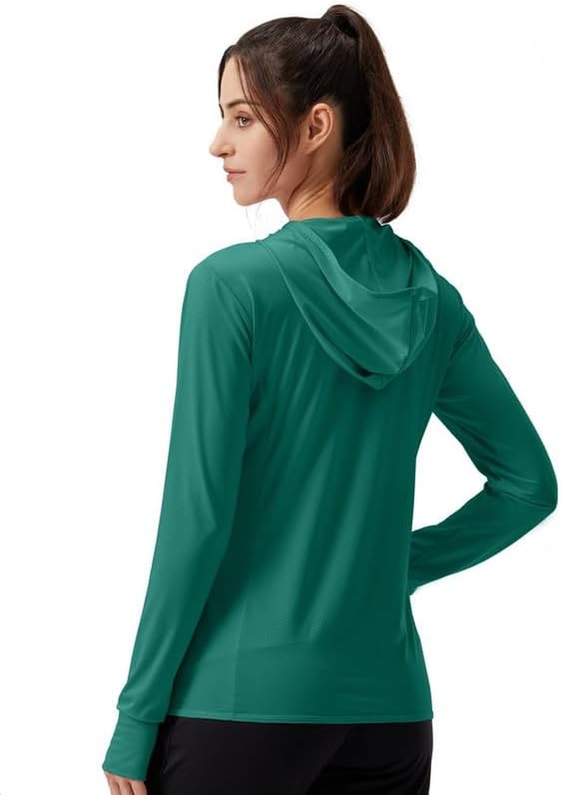 UPF 50+ Women's Sun Protection Hoodie Jacket - Lightweight Long Sleeve Hiking Shirt with Pocket