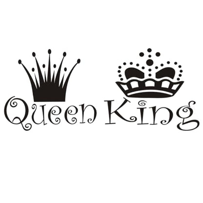 BooDecal 22 inches x 10 inches Queen King Black Lettering Art Front Male and Female Crowns Vinyl Wall Decals Removable Wall Decors Home Art Wall Stickers for Bedroom