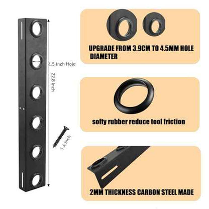 Landscape Trailer Rack for Lawn Equipment,6 Holes Hand Tool Storage Rack Landscaping Shovel Holder for Truck Trailers & Garage or Shed Walls with Mounting Hardware Accessories,Set of 2