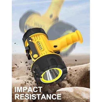 XINXI Rechargeable Spotlight with 1000000 Lumens COB Floodlight, IP67 Waterproof Spotlight Flashlight,Long Runtime Handheld Spot Light with Red Filter for Hiking, Boating, Hunting(Yellow)