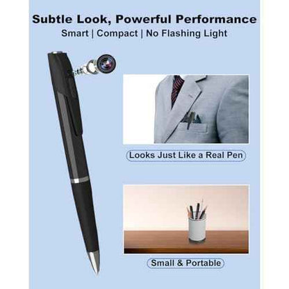 Hidden Camera, Spy Pen Camera with 64GB TF Card, 1080P HD Portable Body Cam with Video or Picture Taking, Loop Storage, Small Camera Pen for Business, Offices, Outdoor