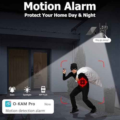 Kurain Dual Lens Solar Security Cameras Wireless Outdoor, 5G/2.4G WiFi 6, 360¡Æ View Pan/Tilt Home Security Camera with 6MP Color Night Vision, Motion Detection, Human Tracking, Spotlight Siren, Alexa