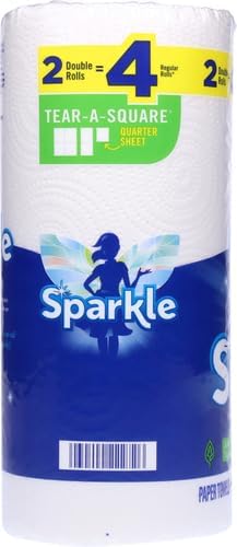 Sparkle Tear-A-Square Paper Towels, 2 Double Rolls = 4 Regular Rolls,