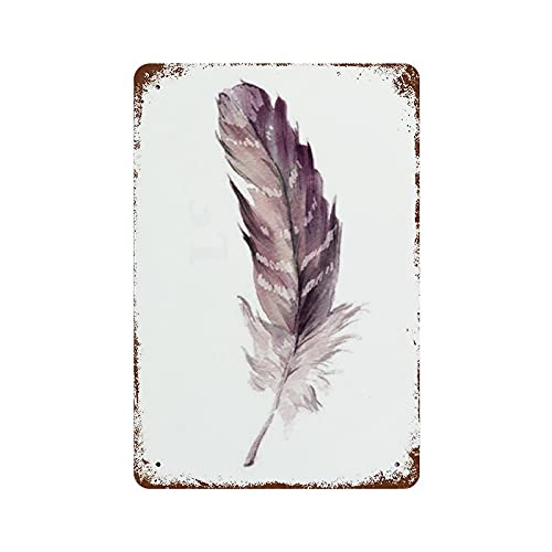 Anique Metal Tin Sign Feather Wall Art Feather Print Feather Art Feather Art Wall Sign Home Decor Tribal Wall Art Boho Print Watercolor 8x5.5 Inch