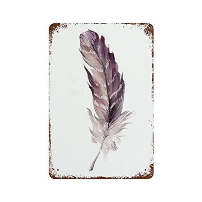 Anique Metal Tin Sign Feather Wall Art Feather Print Feather Art Feather Art Wall Sign Home Decor Tribal Wall Art Boho Print Watercolor 8x5.5 Inch