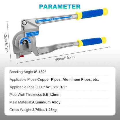 3 in 1 Manual Level Tube Bender, Pipe Tube Bender, 1/4", 3/8", 1/2" OD180¡Æ Copper Aluminum Pipes Bending Tools for HVAC Air Conditioning