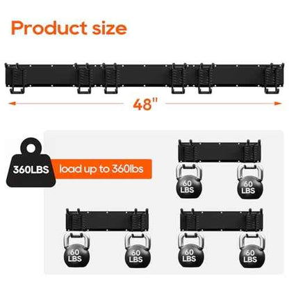 Wall Mount Garage Storage | Garden Tool Organizer | 350 lb Capacity Adjustable Steel Rails with 6 Rubber-Coated Hangers | Rustproof Carbon Steel Storage Rack for Garage, Shed & Outdoor Tools