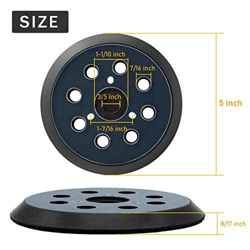 5 Inch 8 Hole Replacement Sander Pad, 4 Pack Hook and Loop Sander Replacement Sanding Pad Compatible with Makita BO5010, BO5030K, BO5031K, BO5041K Sanders