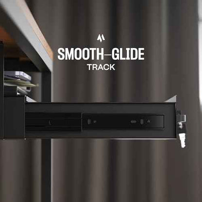 Under Desk Drawer Slide-Out ? Lockable Metal Storage Drawer with Cable Management for Office & Home (Single, Bracketed)
