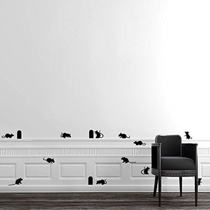 BooDecal Happy Halloween Wall Decals Stickers DIY Rats Mice Mouse Doors Sets of 15 Vinyl Lettering Decals Home Decor Wall Murals Stickers for Halloween