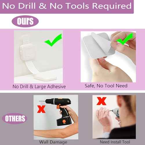 Upgraded No Drill Adhesive Furniture Anchor, Adjustable Anti Tip Furniture Wall Straps for Baby Proofing & Pets, Secure to Playroom, 4 Pack