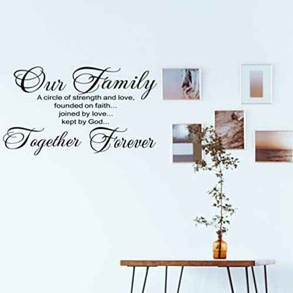 2 Pcs Vinyl Family Lettering Wall Quotes Stickers, Scripture Decals, Bible Verse Inspirational Stickers for Bedroom Home Decor - Our Family Is a Circle (Small, Basic)