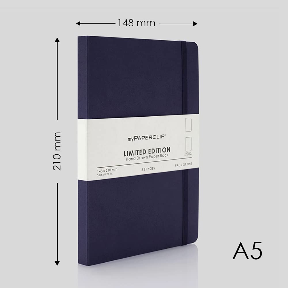 myPAPERCLIP Limited Edition A5 Plain Notebook | 192 Pages, 100 GSM, Soft Cover, A5 (5.83 × 8.27 in) | Flat Lay | Bookmark & Elastic Closure | Aubergine
