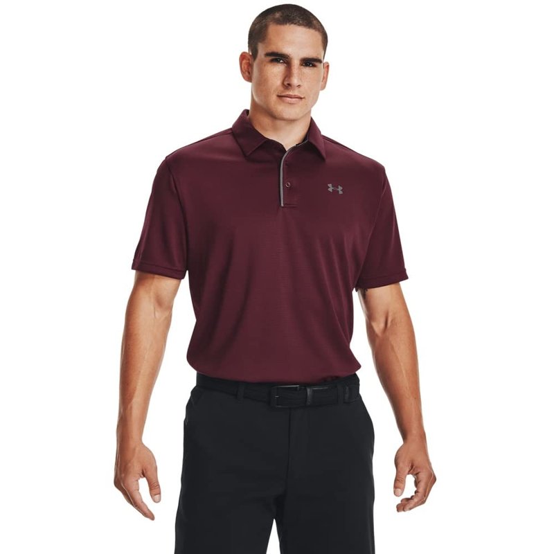 Under Armour Men's Tech Golf Polo, Maroon (609)/Graphite, Large Tall