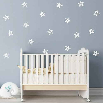 49 Pcs Star Wall Decals Removable Wall Stickers Modern Nursery Wall Art Vinyl Wall Decor for Kids Room Y92 (White)