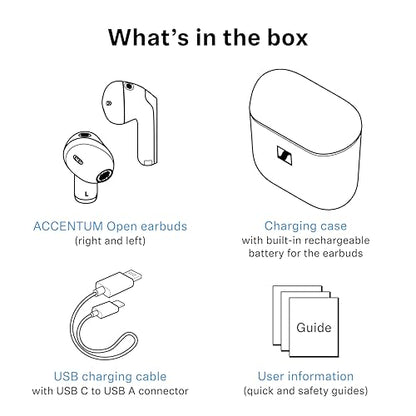 Sennheiser ACCENTUM Open Wireless Earbuds - Open Ear Buds Design, Dynamic Sound & Bluetooth 5.3, IPX4 Splash Protection, 28 Hours Battery Life, USB-C Charging Case, Music, Phone Calls, Travel, Black