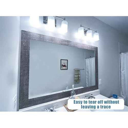 32.8Ft Gray Wood Grain PVC Wallpaper Border, Removable Waterproof Mirror Border Peel and Stick,Bathroom Mirror Frame Border (3.97inch)
