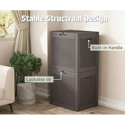 NUNU LAB Outdoor Storage Box 31 Gallon,Waterproof Indoor Outside Deck Boxes,Backyard Storage Bin for Package Delivery,Garden Tools,Patio Cushions,Pool Accessories,Storage Bench Lockable Lid,Tool Box