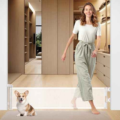 Pet Gates 14" H Short Dog Puppy Gate, Retractable Dog Gates Extends to 59 Inches for Stairs & Doorways Hallways (Drilling Required)