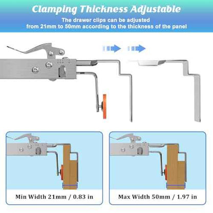 Drawer Front Installation Clamps Adjustable Drawer Fixing Clamp for Cabinet Installation Tools Drawer Front Fixing Clip, 2 Pack Efficient Drawer Face Panel Clamps