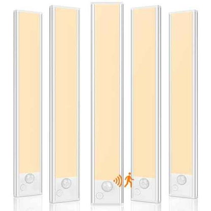 5 Pack Under Cabinet Lights, Rechargeable Under Cabinet Lighting Wireless, Motion Sensor Light Indoor LED Closet Lights Upgraded 2200mAh, Magnetic Under-Counter Light Fixtures for Kitchen Home, 10in