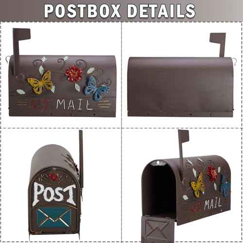 Heavy Duty Mailboxes for Outside, Mail Boxes Post Mount,Decorative Mailboxes Outside Courtyard Garden