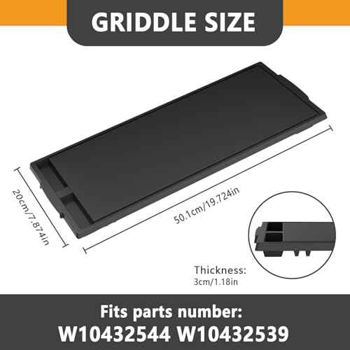 Heavy-duty Cast Iron W10432544 Griddle Replacement for Whirlpool Stove Parts Griddle Plate W10432539 Kenmore Jennair Maytag KitchenAid Gas Range Burner Griddle Pan Cooktop Parts