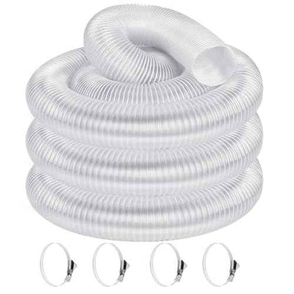 2 1/2" x 20' Heavy PVC Dust Collection Hose,Flexible Clear Debris and Fume Collection Hose with Stainless Steel Hose Clamps for Dust Collectors with 2 1/2" Ports, Ideal for Shop Vacuums