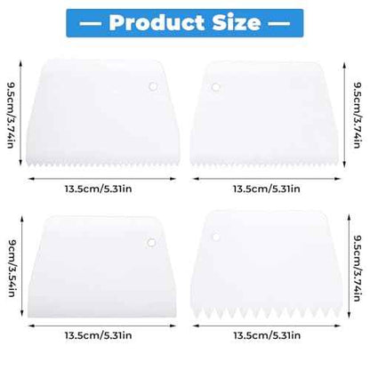 4 Pcs Adhesive Spreader, Notched Glue Applicator Kits Plastic Trowel Adhesive Barrier Spreader 0.5"/1" Tooth Reusable Hardwood Flooring Spreaders for Applying Glue Epoxy PET Putty(White)