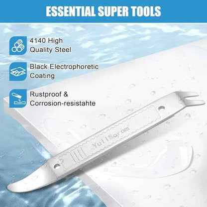 4140 Dual-purpose Steel Pry Bar, Multi-Function Trim Removal Tool for Automotive Panel,Planes Panel, Interior &exterior Trim Removal (Silver Pry Tool 1pc)