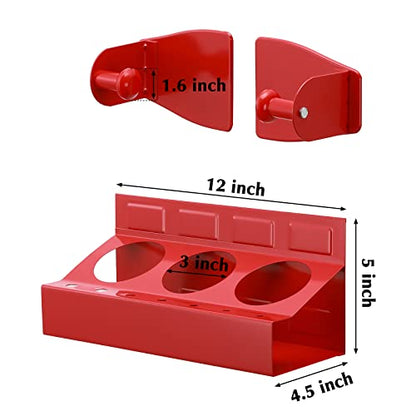 EMENTOL 4PCS Magnetic Tool Shelf Set, Tray, Paper Towel Holder, for Tool Organizer, Magnets Any Metal Surface, Red