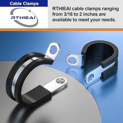 20 PCS 1/4 Inch Stainless Steel Cable Clamps - Insulated, Hose & Pipe Clamps