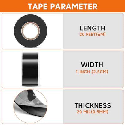 20FT Self-Fusing Silicone Tape - Heavy Duty Waterproof Tape for Leaks, Plumbing & Electrical Insulation, Cable Winding & Handle Wrap