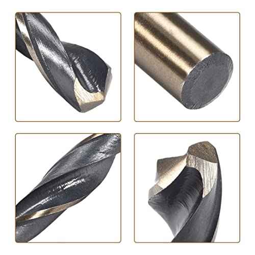 uxcell Straight Shank Twist Drill Bits 10mm Gold Titanium & Black Nitride Coated High Speed Steel (HSS) 4341 with 10mm Shank for Stainless Steel Alloy Metal Plastic Wood