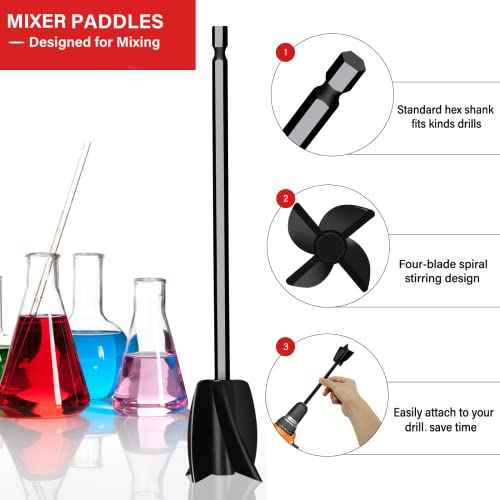 8 Pcs Resin Mixer Paddles for Resin Drill, Epoxy Mixer Attachment for Drill, Paint Mixer/Paint Stirrer for Mixing Resin, Epoxy, Silicone Molds