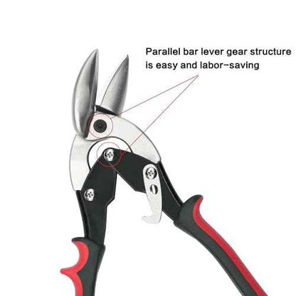2Pcs Left and Right Regular Tin Cutting Shears Metal Cutter with Comfort Grip and Safety Lock Suitable For Cutting Thin, Moderately Hard Metal Materials