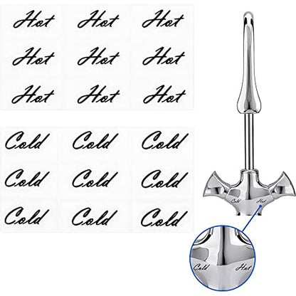 18pcs Faucet Stickers, Hot and Cold Water Stickers - Kitchen Faucet Stickers - Black Vinyl Tap Faucet Transfer Stickers for Bathroom (H & C - Black)