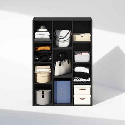 Furinno Reed Closet Organizers and Storage, 11-Cube Closet Organizer, Open Shelf Closet Storage, for Wardrobe, Bedroom, Living Room, Blackwood