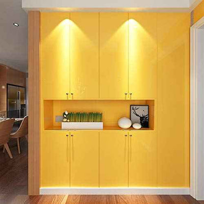 LACHEERY Glossy Yellow Contact Paper Decorative Self Adhesive Countertop Contact Paper Waterproof Wallpaper Peel and Stick Shinny Wall Paper Roll for Kitchen Cabinets Furniture DIY Project 15.8"x80"