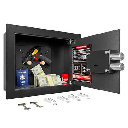 Small Hidden In Wall Safe Between 16" Studs, 0.327 cu ft Security Floor Safe with Removable Pegboard, Key-Operated Only for Storage Jewelry, Passport