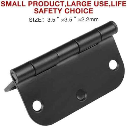 48 Pack Matte Black Door Hinges 3.5 x 3.5 Inch 5/8" Radius, Interior Heavy-Duty Rounded Hinge for Doors Standard Bedroom Office Door Hardware Removable Pin,RV,Garage,Storage Shed,Livestock Facilities