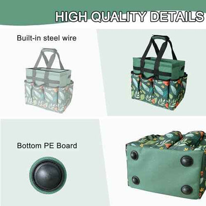 Standable Garden Tool Bag, Oxford Garden Tote Storage Bag, Portable Garden Tool Organizer Bag with Adjustable Shoulder Strap
